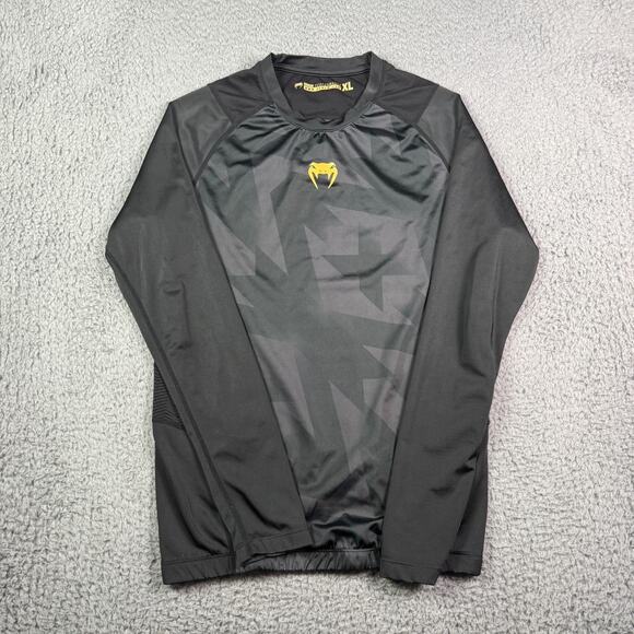 Venum Performance Rashguard Shirt Mens XL Black Long Sleeve Jiu Jitsu MMA - Picture 2 of 12